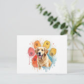 Golden Retriever Dog in een pootafdruk Briefkaart (Staand voorkant)