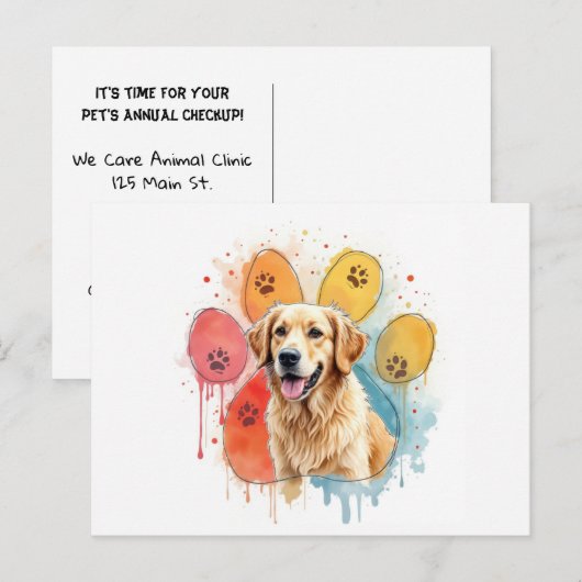 Golden Retriever Dog in een pootafdruk Briefkaart (Voorkant / Achterkant)