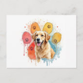 Golden Retriever Dog in een pootafdruk Briefkaart (Voorkant)