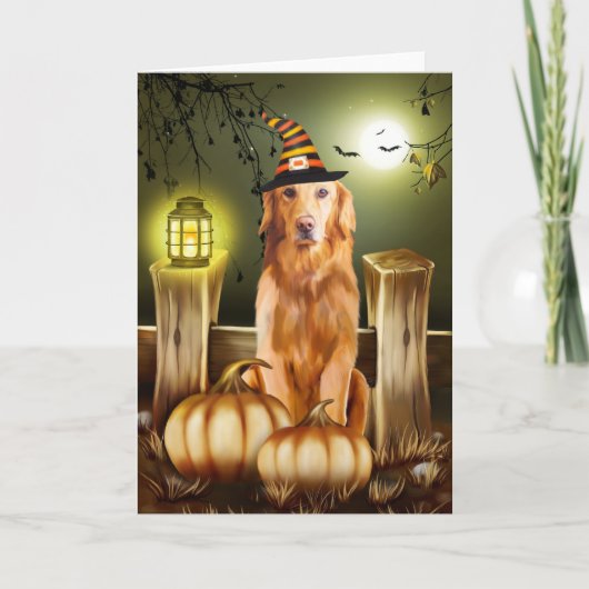 Golden Retriever Dog in Halloween Costume Kaart (Voorkant)