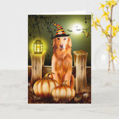 Golden Retriever Dog in Halloween Costume Kaart (Gele Bloem)