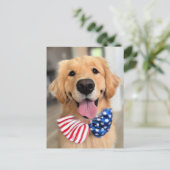 Golden Retriever Dog in Independence Day Bow Strop Briefkaart (Staand voorkant)