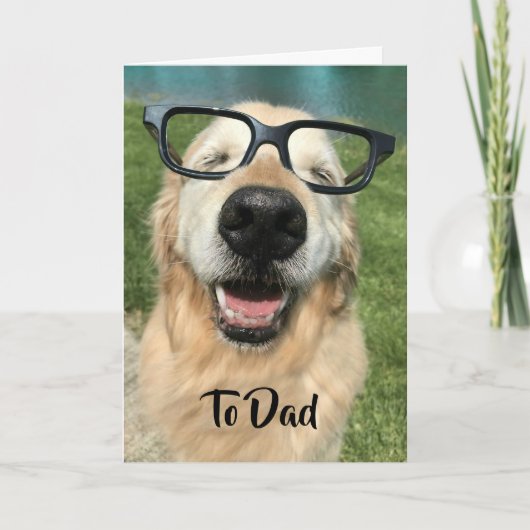 Golden Retriever Dog in Nerd Glasses Vaderdag Kaart (Voorkant)