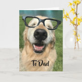 Golden Retriever Dog in Nerd Glasses Vaderdag Kaart (Gele Bloem)