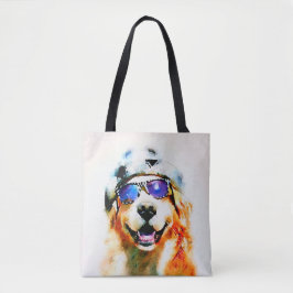 Golden Retriever Dog in Pet en zonnebril Tote Bag