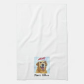 Golden Retriever Dog in Santa Hat, aangepaste teks Theedoek (Verticaal)
