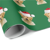 Golden Retriever Dog in Santa Hat Cadeaupapier (Rol Hoek)