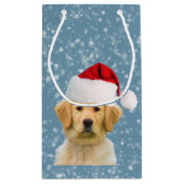 Golden Retriever Dog in Santa Hat Klein Cadeauzakje (Achterkant)