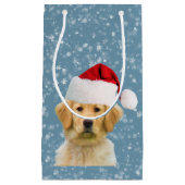 Golden Retriever Dog in Santa Hat Klein Cadeauzakje (Voorkant)