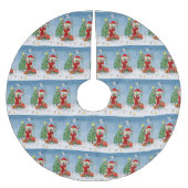 Golden Retriever Dog in sneeuw met kerstcadeaus Kerstboom Rok (Voorkant)