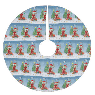 Golden Retriever Dog in sneeuw met kerstcadeaus Kerstboom Rok