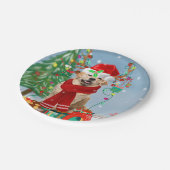 Golden Retriever Dog in sneeuw met kerstcadeaus Papieren Bordje (Gekanteld)