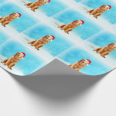 Golden Retriever Dog In Snow met Kerst Pet Cadeaupapier (Hoek)