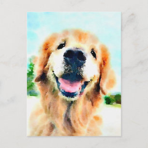 Golden Retriever Dog in Waterverf denken aan jou Briefkaart