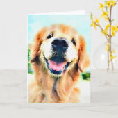Golden Retriever Dog in Waterverf denken aan jou Kaart (Gele Bloem)