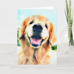 Golden Retriever Dog in Waterverf denken aan jou Kaart