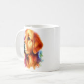 Golden Retriever Dog in Waterverf Koffiemok (Voorkant links)