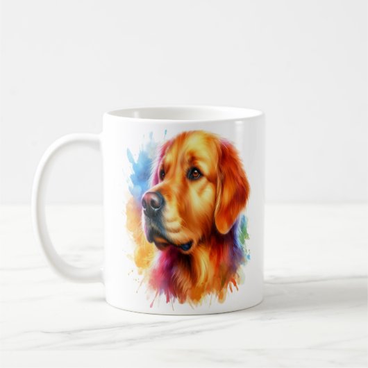 Golden Retriever Dog in Waterverf Koffiemok (Links)