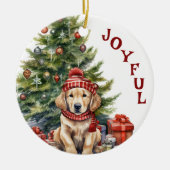 Golden Retriever Dog in Wintersjaal en Pet Keramisch Ornament (Voorkant)