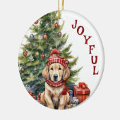 Golden Retriever Dog in Wintersjaal en Pet Keramisch Ornament (Links)