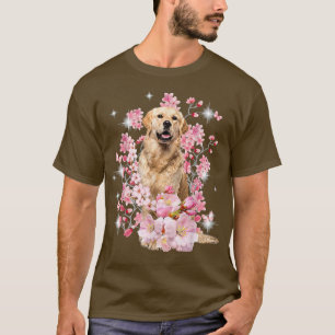 Golden Retriever Dog Japanse Cherry Blossom Sakur T-shirt