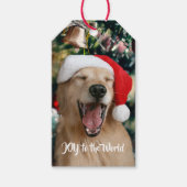 Golden Retriever Dog Joy aan de Eerste Kerstdag va Cadeaulabel (Voorkant)