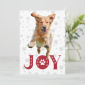 Golden Retriever Dog Joy Paw Print Snowflakes Feestdagenkaart (Staand voorkant)