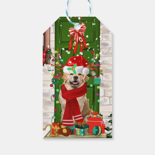 Golden Retriever Dog kerst Cadeaulabel (Achterkant)