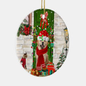 Golden Retriever Dog kerst Keramisch Ornament (Rechts)