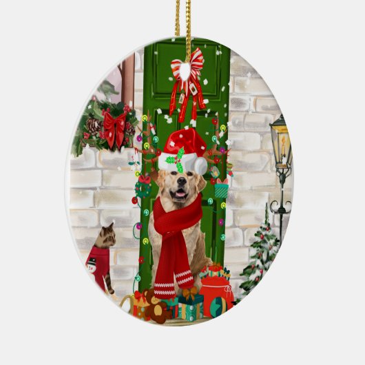 Golden Retriever Dog kerst Keramisch Ornament (Rechts)