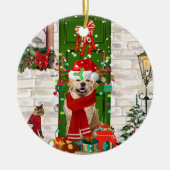 Golden Retriever Dog kerst Keramisch Ornament (Voorkant)