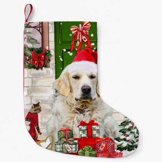 Golden Retriever Dog kerst Kleine Kerstsok (Voorkant)