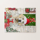Golden Retriever Dog kerst Legpuzzel (Horizontaal)