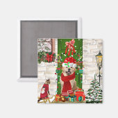 Golden Retriever Dog kerst Magneet (Voorkant / Achterkant)