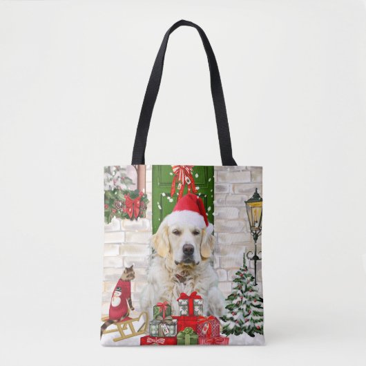 Golden Retriever Dog kerst Tote Bag (Voorkant)