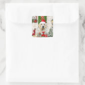 Golden Retriever Dog kerst Vierkante Sticker (Tas)