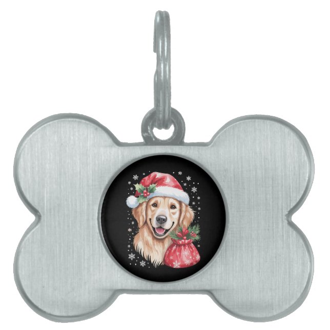Golden Retriever Dog kerstfeest Huisdieren Naamplaatje (voorkant)