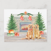 Golden Retriever Dog-kersthaard Feestdagenkaart (Voorkant)