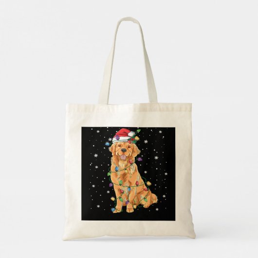 Golden Retriever Dog kerstlampjes Tote Bag (Achterkant)