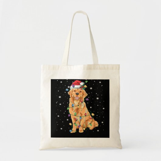 Golden Retriever Dog kerstlampjes Tote Bag (Voorkant)