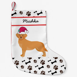 Golden Retriever Dog Kerstmis, Aangepaste Dog Naam Kleine Kerstsok