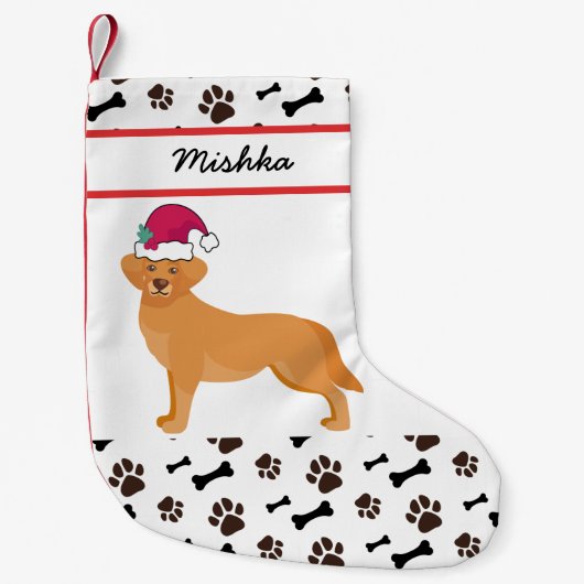 Golden Retriever Dog Kerstmis, Aangepaste Dog Naam Kleine Kerstsok (Voorkant)
