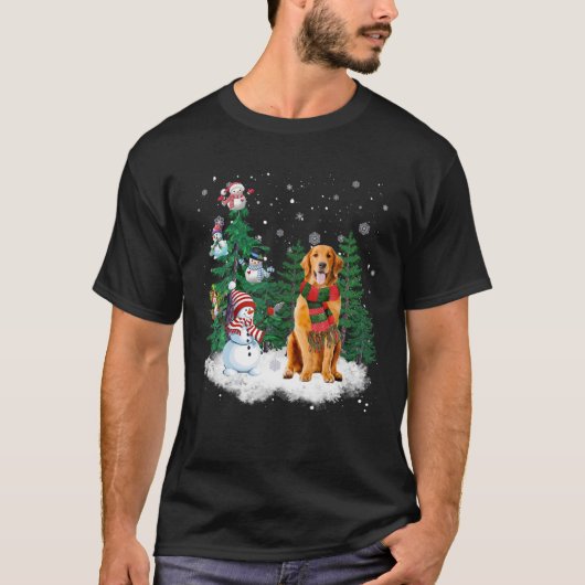 Golden Retriever Dog kerstmis snowman - kerstboom  T-shirt (Voorkant)