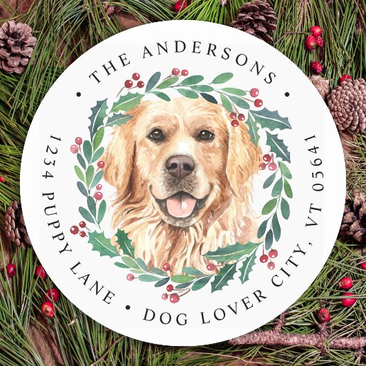 Golden Retriever Dog-kerstreportage Ronde Sticker