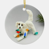 Golden Retriever Dog-kerstversiering Keramisch Ornament (Voorkant)