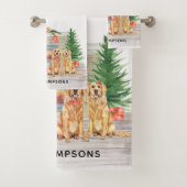 Golden Retriever Dog-kerstvirustscène Bad Handdoek (Insitu)