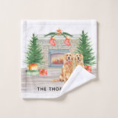 Golden Retriever Dog-kerstvirustscène Bad Handdoek (Wasdoekje)