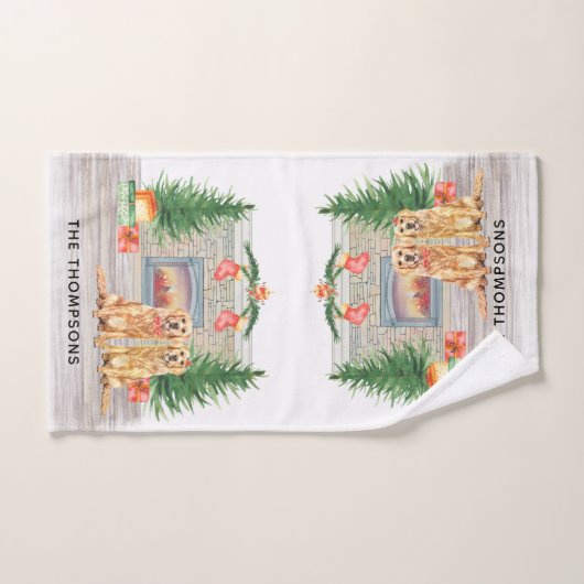 Golden Retriever Dog-kerstvirustscène Bad Handdoek (Handdoek)