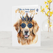Golden Retriever Dog King voor een dag grappige ve Kaart (Gele Bloem)