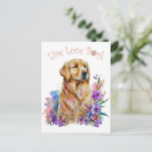 Golden Retriever Dog Mam Floral Briefkaart (Staand voorkant)